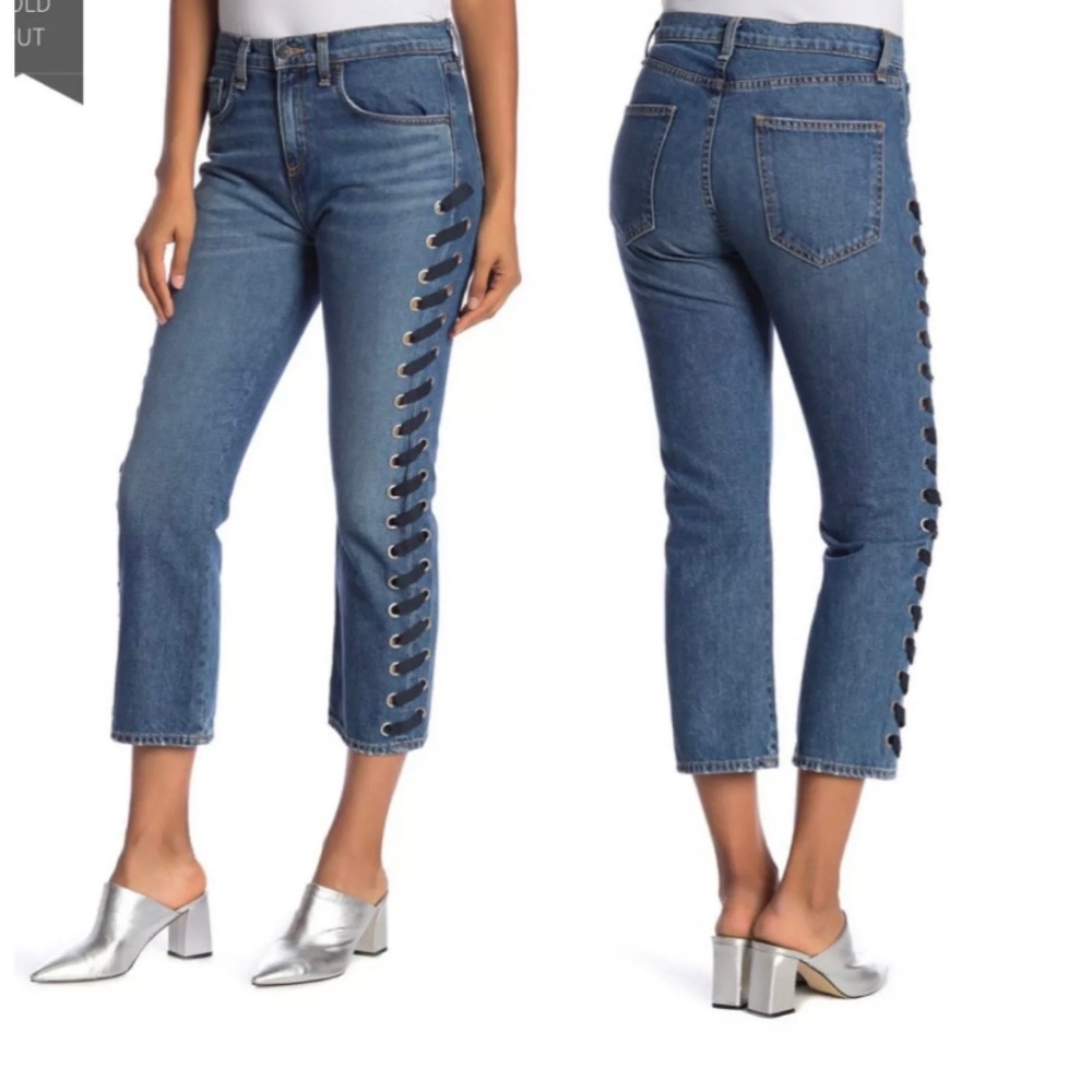 Veronica Beard Ines Girlfriend Lace Up jeans 28